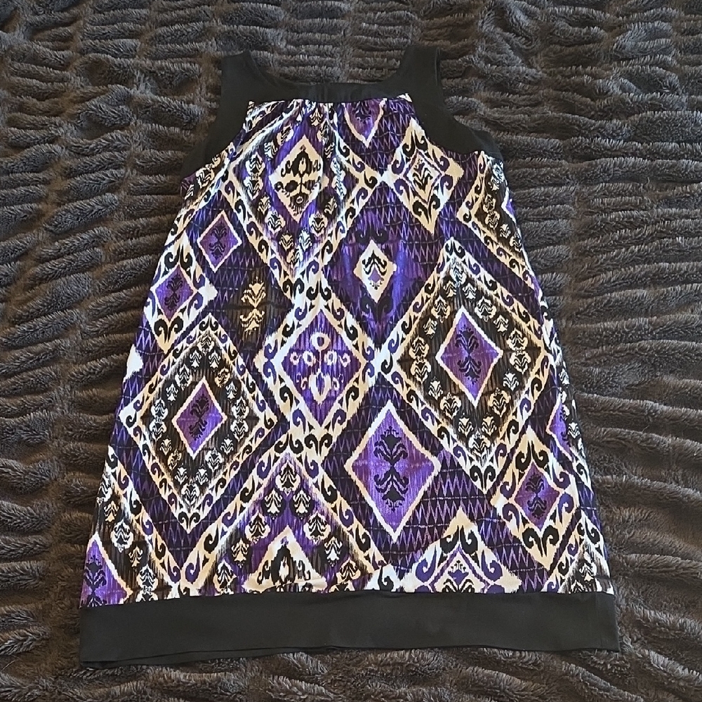AB Studio Purple and Black Patterned Mini Dress
